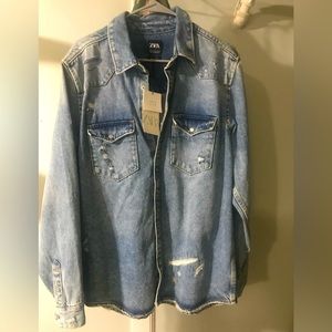 MENS XL ZARA DENIM BUTTON UP!!!